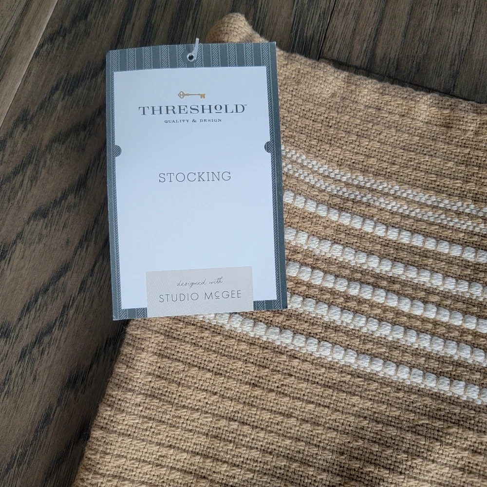 LAST 1!🎄 Striped Stocking Tan - Threshold designed with Studio McGee 1 stocking - Picture 9 of 12